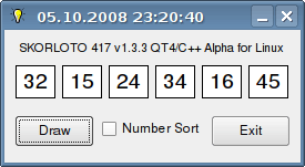 SKORLOTO v1.3.3 Pardus 2008 KDE Screenshot