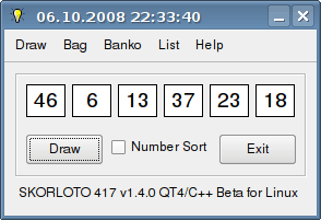 SKORLOTO 417 v1.4.0 for Linux (KDE 3.5 Screenshot)